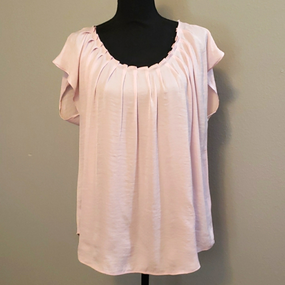 Lauren Conrad Pink Pleated Neck Blouse XL